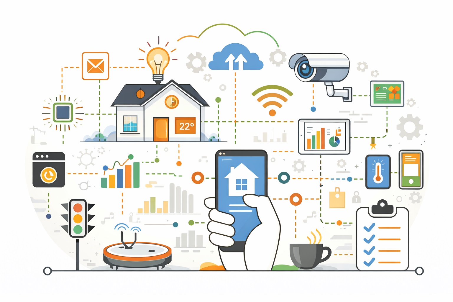 Internet of Things connected devices illustration